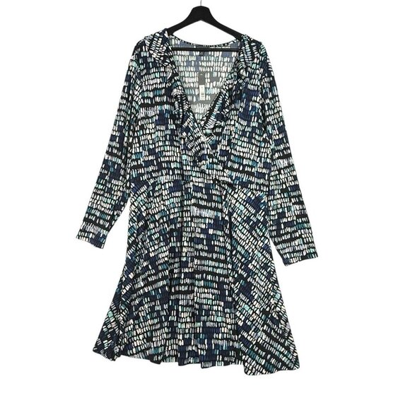 The Limited Multicolor Faux Wrap Dress Size 3X Stretchy Ruffle $109 NWT - Picture 1 of 7